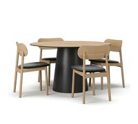 Decotique - Social/Elephant Table Set, Natural Oak / Black Oak / Black Velvet - Oak