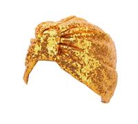 Decou Sparkly Sequin Twist Pleated Hair Wrap Stretch Turban S232, Gold, One Size
