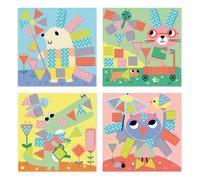 Janod - My Arts and Crafts - 4 Years and up - Decoupage and Gluing Kit - 4 Pictures - Children’s Arts and Crafts Kit - Mastering Fine Motor Skills and Concentration - J07743