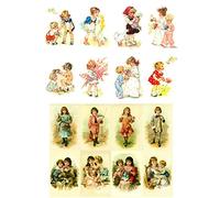 Decoupage Paper Pack (20 Sheets 10 x 15 cm) Children Playing with Flowers Flonz Vintage Paper