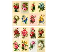Decoupage Paper Pack (20 Sheets 10x15cm) Flowers Roses Garden Wildflowers FLONZ Vintage Paper