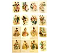 Decoupage Paper Pack (20 Sheets 10x15cm) Victorian Lady and Gentleman FLONZ Vintage Ephemera Trading Card