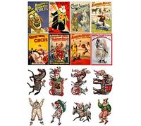 Decoupage Paper Pack (20 Sheets 10x15cm) Vintage Circus Posters Clown FLONZ Ephemera Trading Card