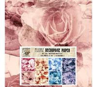 Decoupage Paper Pack (24 Sheets 6"x6") Antique Flower Photos # Vintage Styled Seamless Art Deco Pattern Paper for Decoupage, Craft and Scrapbooking