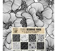 Decoupage Paper Pack (24 Sheets 6"x6") Art Deco Floral Engravings # Vintage Styled Pattern Paper for Decoupage, Craft and Scrapbooking
