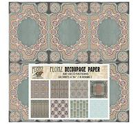 Decoupage Paper Pack (24 Sheets 6"x6") Art Deco Patterns FLONZ Vintage Styled Paper for Decoupage, Craft and Scrapbooking