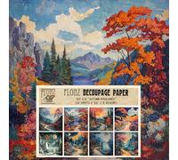 Decoupage Paper Pack (24 Sheets 6"x6") Autumn Highlands: Serene Mountain Landscapes with Vibrant Trees, Flowing Rivers, and Dramatic Skies in a Textured Painterly Style. # FLONZ Vintage Craft