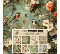 Decoupage Paper Pack (24 Sheets 6"x6") Birdsong in Bloom: Whimsical Birds and Blossoms in Soft Hues, Perfect for Nature-Inspired Crafting # Vintage Styled Paper for Craft and Scrapbooking