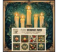 Decoupage Paper Pack (24 Sheets 6"x6") Candlelight Forest Ornaments ~ Vintage Holiday Still Lifes with Glowing Candles and Baubles in a Painterly, Textured Digital Collage Style