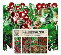 Decoupage Paper Pack (24 Sheets 6"x6") Christmas Holly Berries # Vintage Styled Seamless Pattern Paper for Decoupage, Craft and Scrapbooking