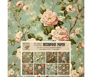 Decoupage Paper Pack (24 Sheets 6"x6") Cottage Garden Romance: Rustic Floral Patterns in Rich Hues to Add Vintage Charm to Any Craft Project # Vintage Styled Paper for Craft and Scrapbooking