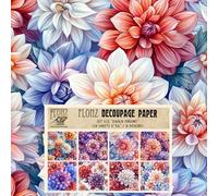 Decoupage Paper Pack (24 Sheets 6"x6") Dahlia Dreams: Rich and Lush Dahlia Blossoms in Vibrant Shades of Red, Blue, and Purple with Stunning Floral Arrangements. # FLONZ Vintage Craft