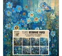 Decoupage Paper Pack (24 Sheets 6"x6") Floral Paradise in Blue # Vintage Styled Pattern Paper for Decoupage, Craft and Scrapbooking