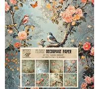 Decoupage Paper Pack (24 Sheets 6"x6") Garden Serenade: Birds and Butterflies Amid Blossoming Branches for Nature-Inspired Paper Designs # Vintage Styled Paper for Craft and Scrapbooking