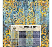 Decoupage Paper Pack (24 Sheets 6"x6") Gold on Old Wood # Vintage Styled Seamless Art Deco Pattern Paper for Decoupage, Craft and Scrapbooking