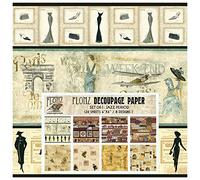 Decoupage Paper Pack (24 Sheets 6"x6") Jass Period Belle Epoque FLONZ Vintage Styled Paper for Decoupage, Craft and Scrapbooking