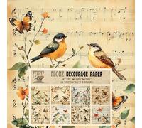 Decoupage Paper Pack (24 Sheets 6"x6") Melodic Nature: Birds, Butterflies, and Musical Notes for a Vintage-Inspired Paper Collection # Vintage Styled Paper for Craft and Scrapbooking