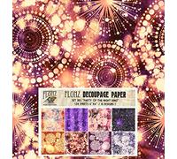 Decoupage Paper Pack (24 Sheets 6"x6") Party of Night King # Vintage Styled Seamless Pattern Paper for Decoupage, Craft and Scrapbooking Fireworks