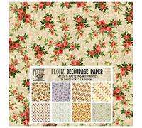 Decoupage Paper Pack (24 Sheets 6"x6") Patterns with Roses FLONZ Vintage Styled Paper for Decoupage, Craft and Scrapbooking