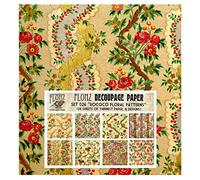 Decoupage Paper Pack (24 Sheets 6"x6") Rococo Floral Antique Pattern FLONZ Vintage Styled Paper for Decoupage and Craft