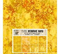 Decoupage Paper Pack (24 Sheets 6"x6") Rustic Grunge in Gold # Vintage Styled Seamless Art Deco Pattern Paper for Decoupage, Craft and Scrapbooking