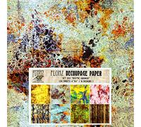 Decoupage Paper Pack (24 Sheets 6"x6") Rustic Grunge # Vintage Styled Seamless Art Deco Pattern Paper for Decoupage, Craft and Scrapbooking