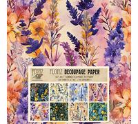 Decoupage Paper Pack (24 Sheets 6"x6") Summer Flowers Pattern # Vintage Styled Pattern Paper for Decoupage, Craft and Scrapbooking