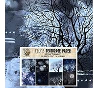 Decoupage Paper Pack (24 Sheets 6"x6") The Night # Vintage Styled Seamless Pattern Paper for Decoupage, Craft and Scrapbooking