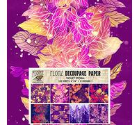Decoupage Paper Pack (24 Sheets 6"x6") Violet Storm FLONZ Vintage Styled Paper for Decoupage, Craft and Scrapbooking
