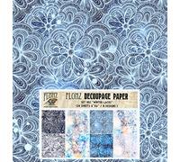 Decoupage Paper Pack (24 Sheets 6"x6") Winter Laces # Vintage Styled Seamless Pattern Paper for Decoupage, Craft and Scrapbooking Ice Pattern Winter Snow