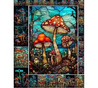 Decoupage Paper Pack (35 Sheets 6"x8") Stained Glass Artworks of Trippy Psychedellic Mushrooms FLONZ Vintage Illustration Pictures Cards for Decoupage, Craft and Scrapbooking
