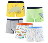 DECOVICI Boys Boxer Shorts 5 Pack, Toddler Underwear Soft Cotton Breathable Kids 2-4 Years Shorts Dinosaur Plane Animals Sets(2-4 Years,Bear+Whale+2Dinosaur+Underwater World)