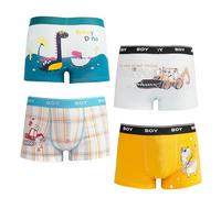 DECOVICI Boys Boxers Shorts 4 Pack, Toddler Underwear 9-12 Years Soft Cotton Kids Boxer Briefs for Boys Dinosaur Space(9-12 Years,03 Engineering Corps+Dinosaur)