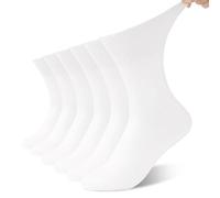 DECOVICI Diabetic Socks for Men 6 Pairs, Diabetes Soft Top Socks for Swollen Feet Extra Wide Loose Fitting Seamless Sock for Diabetes, Elder,Edema(L,6White
