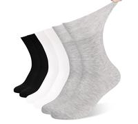 DECOVICI Diabetic Socks for Men 6 Pairs, Diabetes Soft Top Socks for Swollen Feet Extra Wide Loose Fitting Seamless Sock for Diabetes, Elder,Edema(L,2Black+2White+2Grey