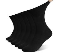 DECOVICI Diabetic Socks for Men 6 Pairs, Diabetes Soft Top Socks for Swollen Feet Extra Wide Loose Fitting Seamless Sock for Diabetes, Elder,Edema(M,01 6Black