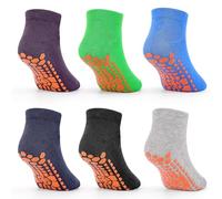 DECOVICI Kids Grip Ankle Socks, Unisex Trampoline Toddler Socks with Grips, Non-Slip Trainner Slipper Socks for Girls and Boys Age 2-13 Years 6 Pairs(Multicolor1,M)