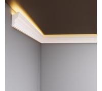 DECOVISION DV-U05-D Coving Sample (76×150mm) - Optional LED or Classic Style, Premium Extruded Polystyrene, Smooth Paintable Finish, English-Made to Order (20cm Sample)