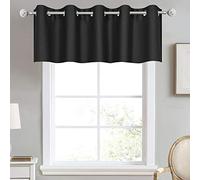 DECOVSUN Black Valances Extra Wide for Windows for Kitchen Blackout Thermal Insulated Curtain Valance for Bathroom/Office Short Straight Drape Valance for Bedroom Kids Room 70W x18L 1 Panel
