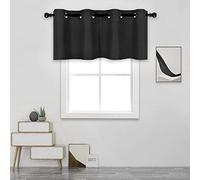 DECOVSUN Black Valances for Windows for Kitchen Blackout Thermal Insulated Curtain Valance for Bathroom/Office Short Straight Drape Valance for Bedroom Kids Room 52 Inch Wide by 18 Inch Long 1 Panel