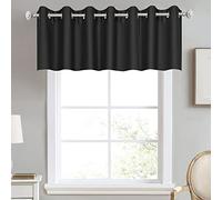 DECOVSUN Black Valances for Windows for Kitchen Blackout Thermal Insulated Curtain Valance for Bathroom/Office Short Straight Drape Valance for Bedroom Kids Room 100 Inch Wide by 18 Inch Long 1 Panel