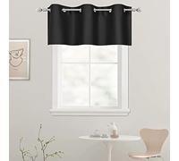 DECOVSUN Black Valances for Windows for Kitchen Blackout Thermal Insulated Curtain Valance for Bathroom/Office Short Straight Drape Valance for Bedroom Kids Room 42 Inch Wide by 18 Inch Long 1 Panel