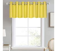 DECOVSUN Brilliant Yellow Valance for Kitchen Windows - Solid Gold Blackout Curtain With Grommet for Bedroom - Short Straight Drape for Living Room 100X18 1 Panel