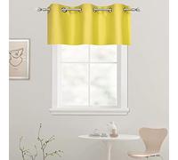 DECOVSUN Brilliant Yellow Valance for Kitchen Windows - Solid Gold Yellow Blackout Curtain with Grommet for Bedroom/Living Room, 42X18, 1 Panel