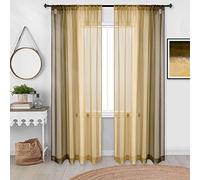 DECOVSUN Brown Gold Ombre Sheer Curtains for Bedroom Extra Long Tan and Brown Sheer Voile Curtains with Rod Pocket Brown Camel Gradient Drapes for Girls Kids Room Bedroom Set 2 Panels 52X108