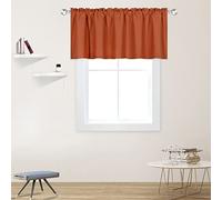 DECOVSUN Burnt Orange Valance - Rust Valance for Windows 52x18 Inch Solid Blackout Rod Pocket Kitchen Short Curtain Toppers for Bathroom, Living Room, Terracotta