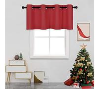DECOVSUN Christmas Red Valance for Kitchen Blackout Grommet Curtain Valance Window Treatment for Living Room Short Straight Drape Valance for Bedroom Kids Room/Basement/Loft 52X18 Inch Long 1 Panel