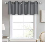 DECOVSUN Dark Gray Valance Curtains for Bedroom Solid Grommet Top Blackout Thermal Insulated Curtain Valance for Living Room Basement/Loft/Office 70 X18 1 Panel Grey