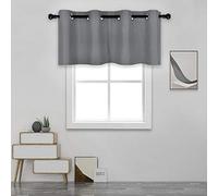 DECOVSUN Dark Grey Valance for Bedroom Solid Grommet Top Blackout Thermal Insulated Curtain Valance for Living Room Basement/Loft/Office 52 X18 1 Panel Gray