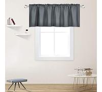 DECOVSUN Gray Extra Wide Valance for Windows 100x18 Inch Solid Thermal Insulated Blackout Rod Pocket Kitchen Short Curtain Toppers Grey Extra Wide Valance for Bathroom Living Room 1 Panel